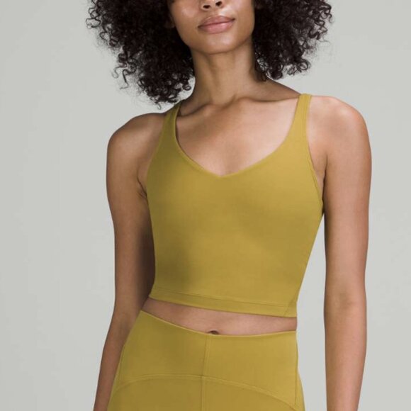 Lululemon Align Tank Top Auric Gold Crop Top Nulu Built-In Shelf Bra Size 0 - Picture 1 of 16